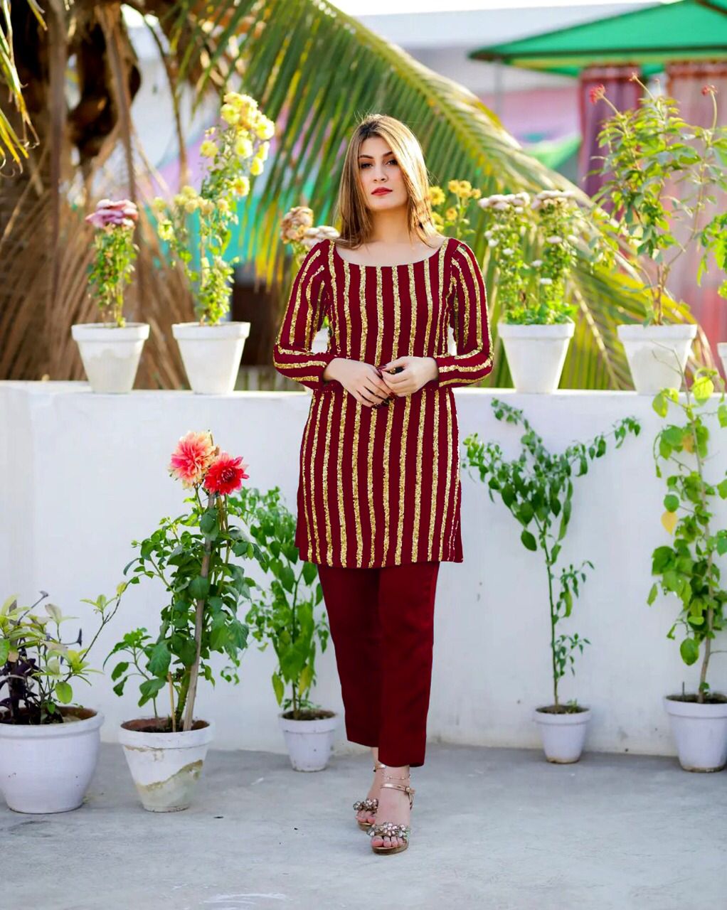 Embroidered Plazo Kurti For Women