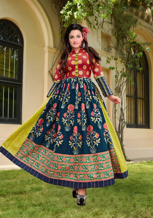 Red Poly Rayon Digital Print Kurti For Party Wear  1D