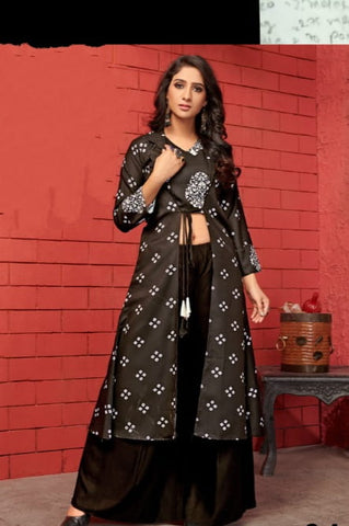 Black Heavy Cotton Kurti With Shrug And Plazo For Women aryadressmaker107F
