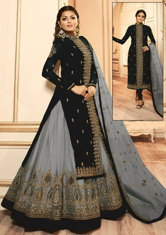 Black Color Faux Georgette Multi Zari Embroidered Work Salwar Suit For Wedding Wear