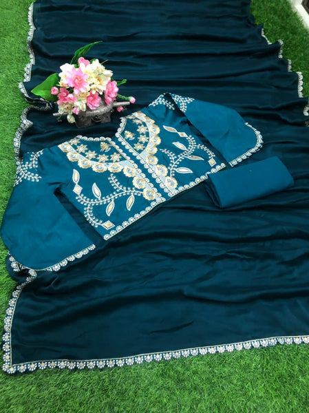Indo Wester Half Saree With Blouse and Bottom For Women