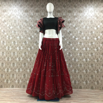 Maroon Color Latest Design Digital Printed Lehenga Choli For Women