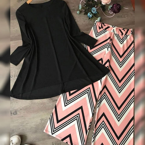 Black with Peach American Crap Digital Print Plazo Top For Party Wear MINIAB122K