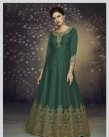 Color Designer Embroidered Thread Cording Work Dolla Silk Wedding Wear Salwar Suit