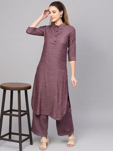 Purple Chocalate Color Plain Designed Straight Kurti For Women AVADH1060102D