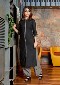 Black Colored Heavy Rayon With Embroidered Kurti And Plazo Full Stitched For Party Wear SHIV103A