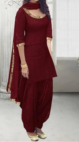 Maroon Color Zari Embroidered Work Rayon Salwar Suit For Women