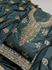 Color Sequence Embroidered Work Designer Cotton Salwar Suit For Festive Wear