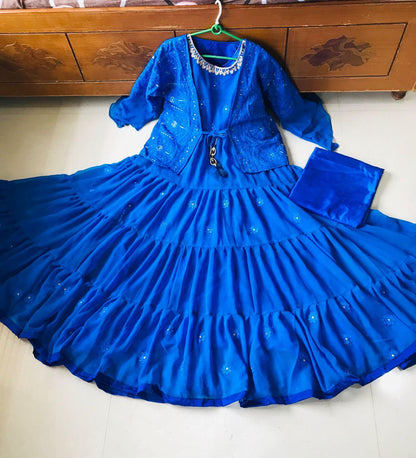 Latest Designer Party Wear Heavy Work Gown With Koti