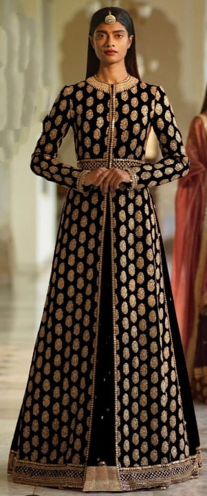 Black Color Thread Embroidered Work Designer Silk Festive Wear Salwar Suit