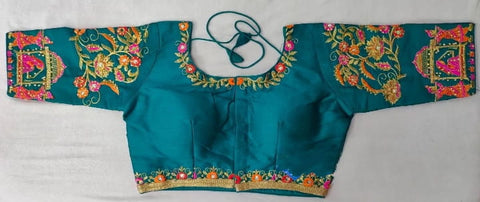Rama Color Festive Wear Fantom Silk Designer Diamond Thread Hand Work Full Stitched Blouse