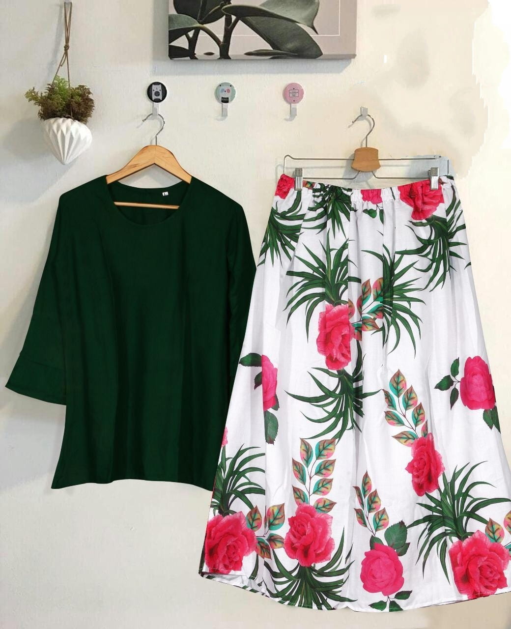 Festive Wear White Color Ready Made Rayon Beautiful Digital Printed Top Skirt For Women