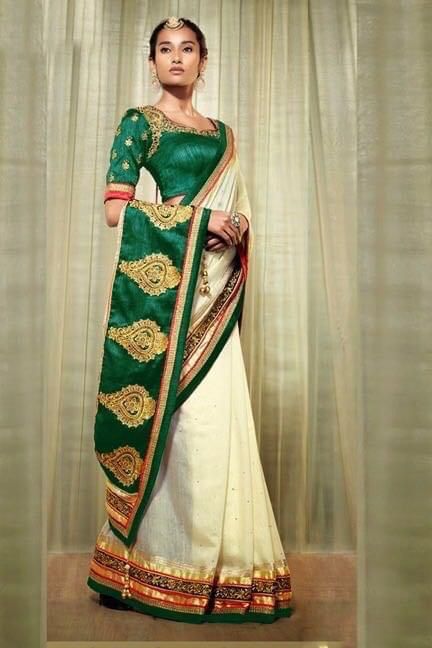 Latest Designer Embroidered Pallu Saree with Blouse