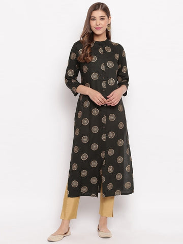 Knockout Jerry Green Color Full Stitched Rayon Printed Kurti For Festive Wear
