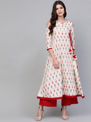 Angarkha Printed Kurti With Pants For Women AVADH1060103C