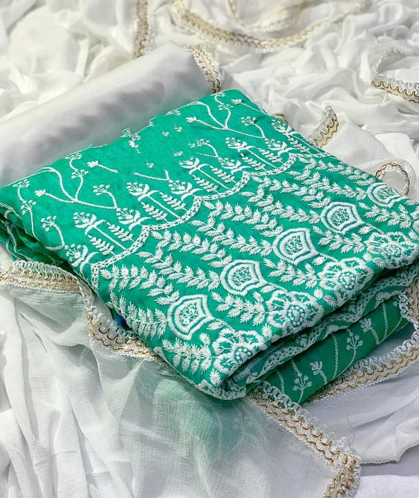 Aqua Color Designer Siyona Chicken Sequence Work Party Wear Salwar Suit