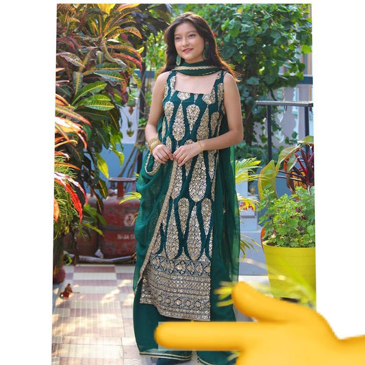 Latest Designer Embroidered Stitched Plazo Suit