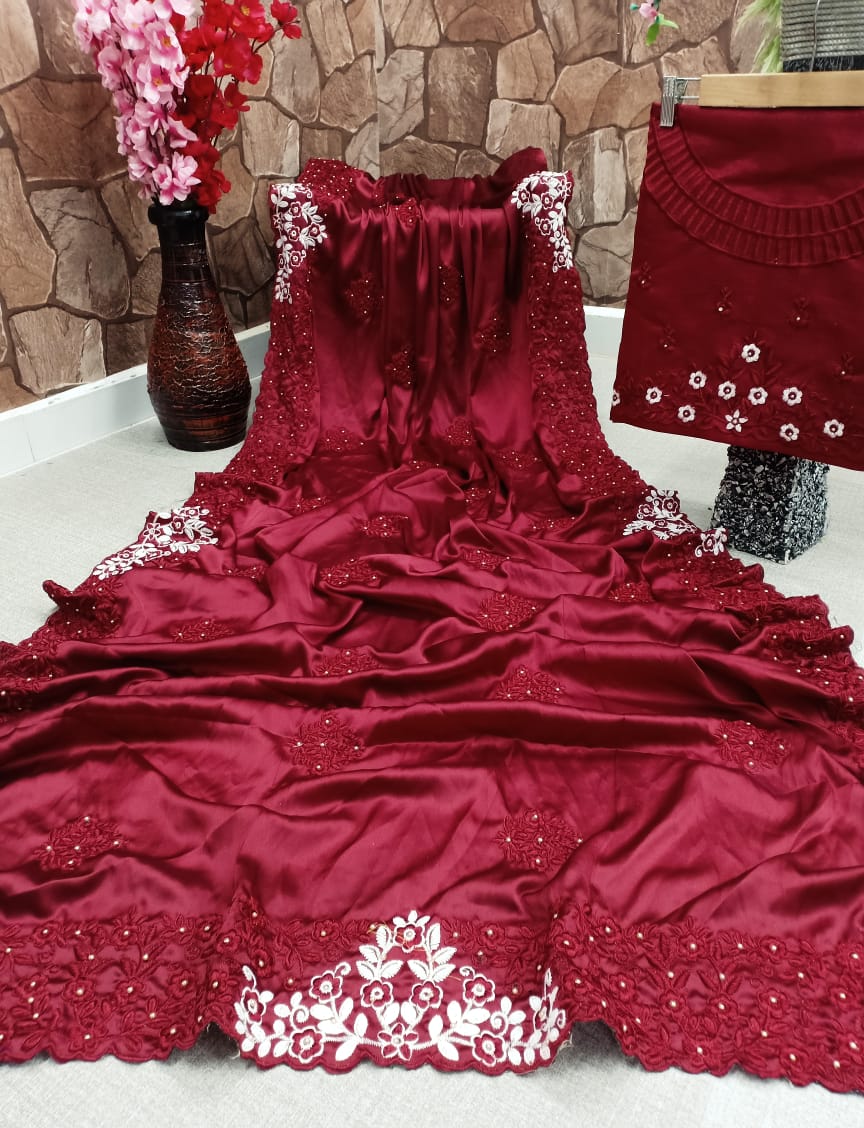 Latest Fancy Silk Saree With Designer Blouse online For Women