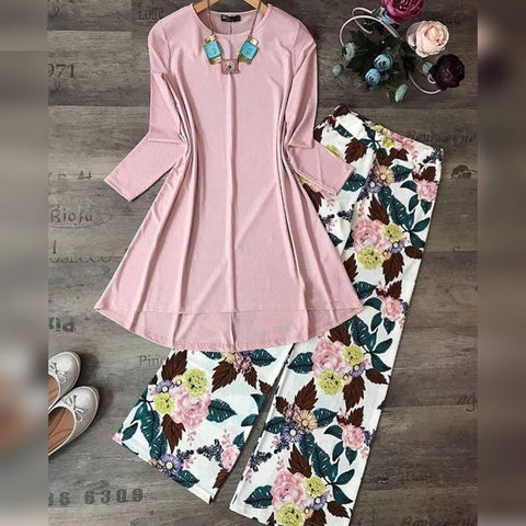 Pretty Baby Pink American Crap Digital Print Plazo Top For Party Wear MINIAB122H