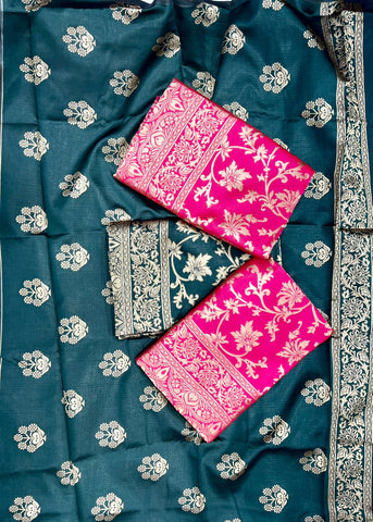 Indulge in Luxurious Elegance with Soft Lichi Silk Saree and Brocade Blouse Set