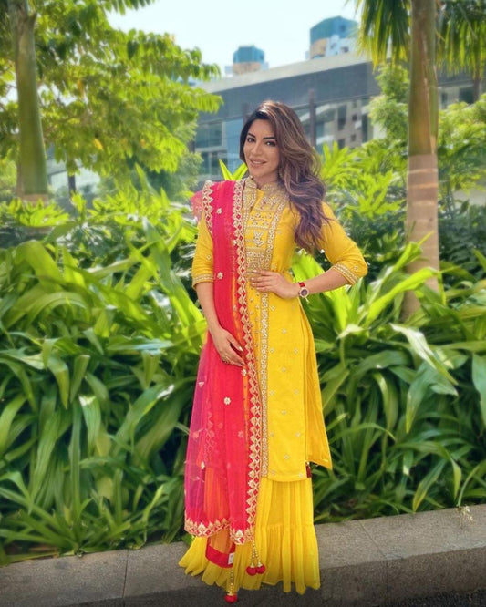 Haldi Special Yellow Color Plazo Suit