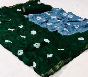 Carolina Color Bandhani Silk Fancy Weaving Border Saree Blouse