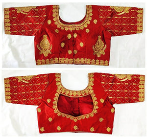 Barn Red Color Festive Wear Fantom Silk Zari Thread Full Stitched Blouse