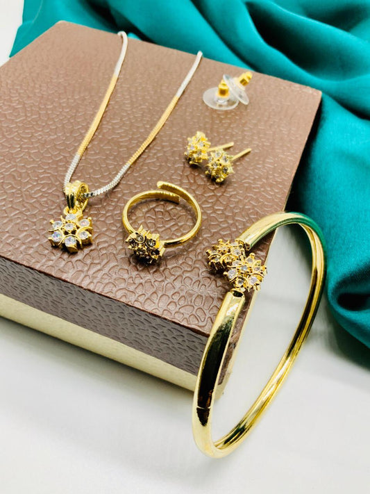 White Diamond Color Jewellery Set For Women