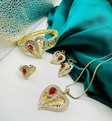 Red Diamond Color Imitation Jewellery Set