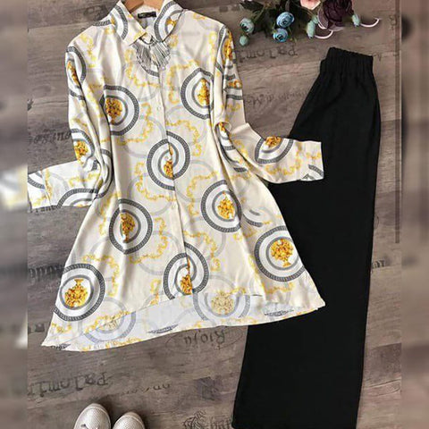 Black with Yellow American Crap Digital Print Plazo Top For Party Wear MINIAB122T