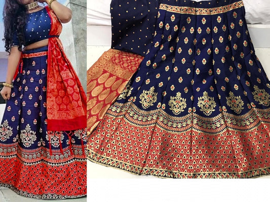 Glorious Red Silk Lehenga Choli