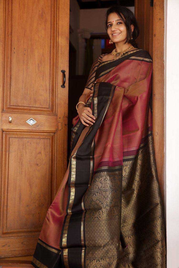 Reach Pallu Jacquard Art Silk Designer Saree With Blouse