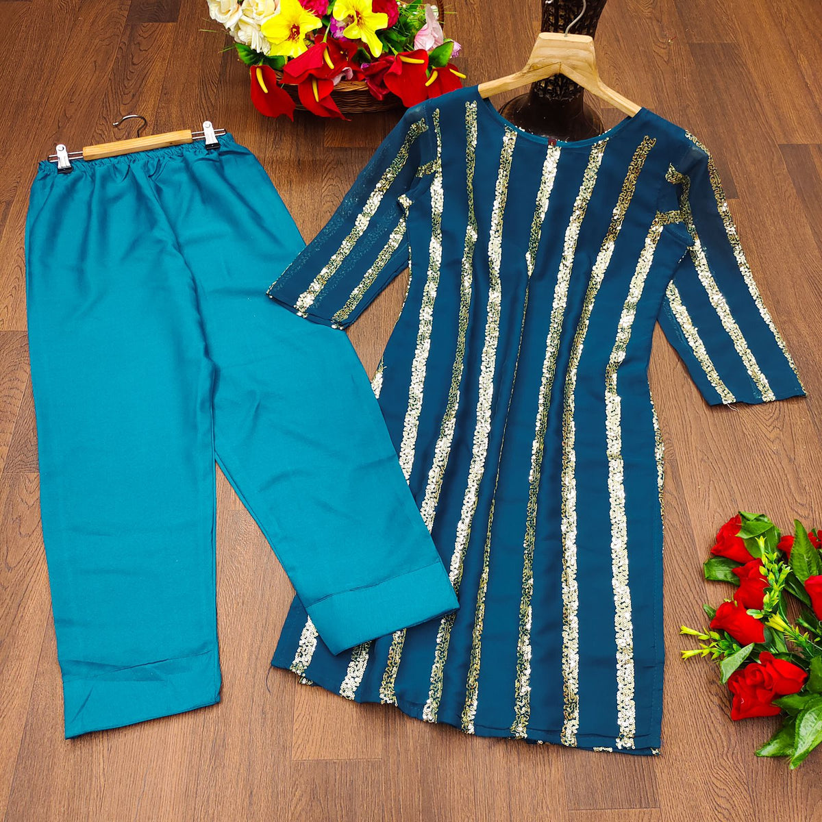 Embroidered Plazo Kurti For Women