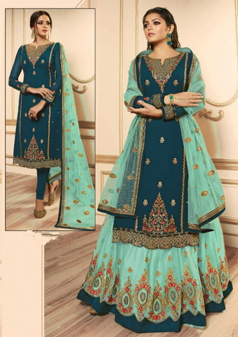 Color Designer Faux Georgette Multi Zari Embroidered Stone Work Salwar Suit For Function Wear
