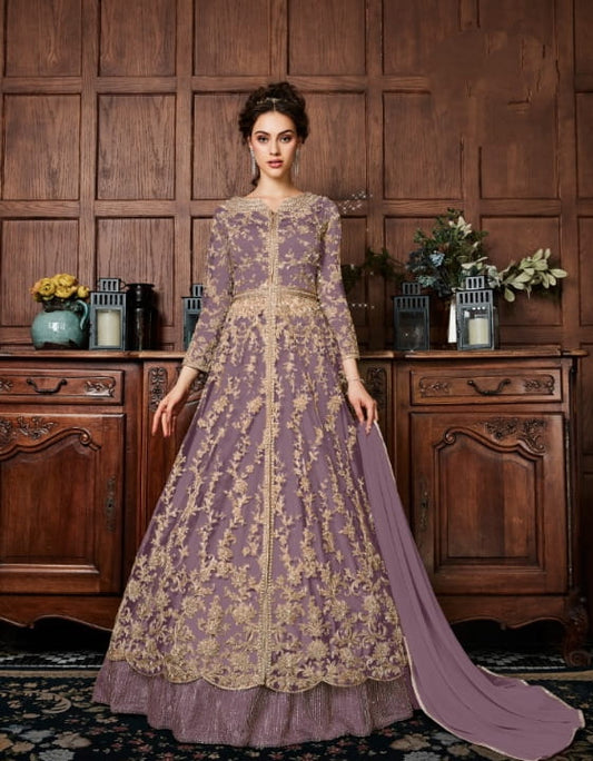 Floral Color Butterfly Net Embroidered Stone Codding Dori Patti Work Salwar Suit For Function Wear