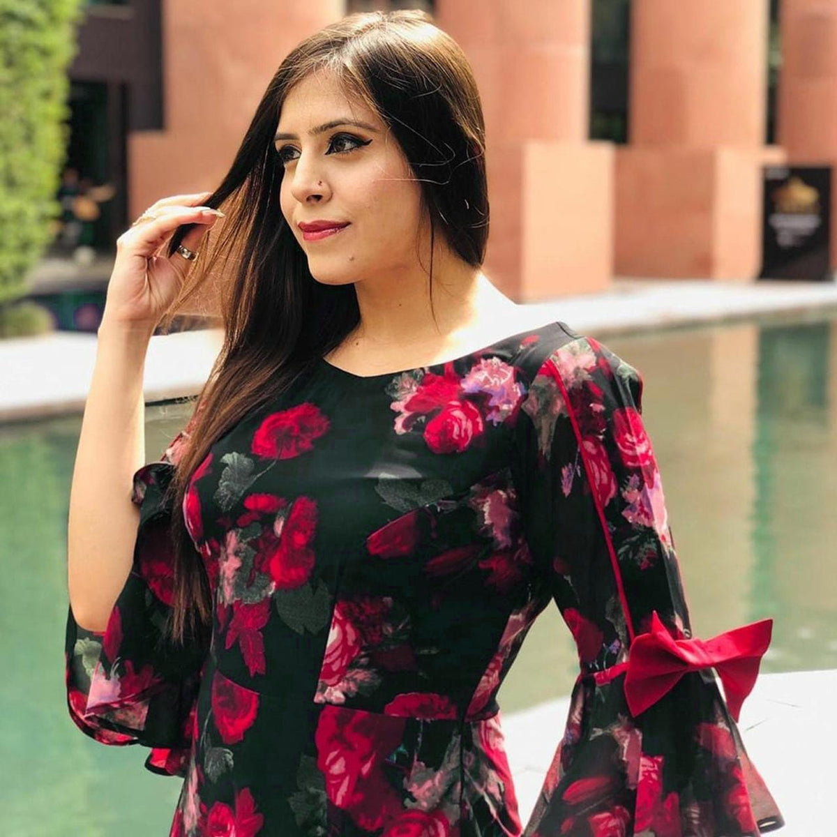 Floral Printed Georgette One Piece Gown Dress For Women