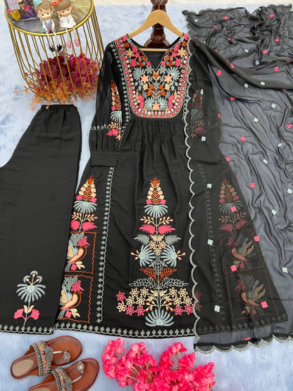 Georgette Mirror hand work top plazo dupatta set