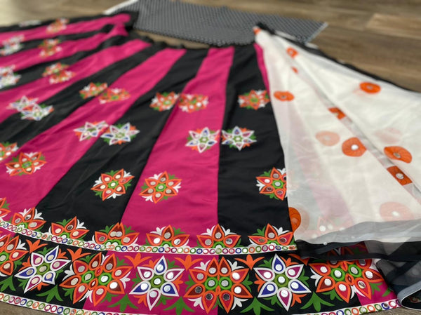 Astonishing Mirror Work Printed Crepe Lehenga Choli For Women