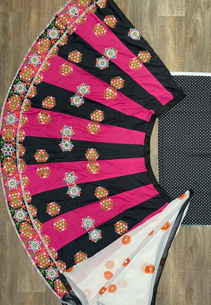 Astonishing Mirror Work Printed Crepe Lehenga Choli For Women