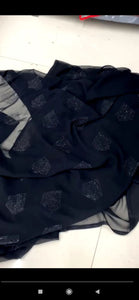 Elegant Black Color Stone Work Georgette Saree Blouse For Party Wear
