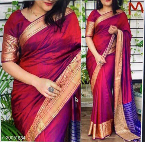 Cotton Silk Jacquard Designer Saree With Blouse