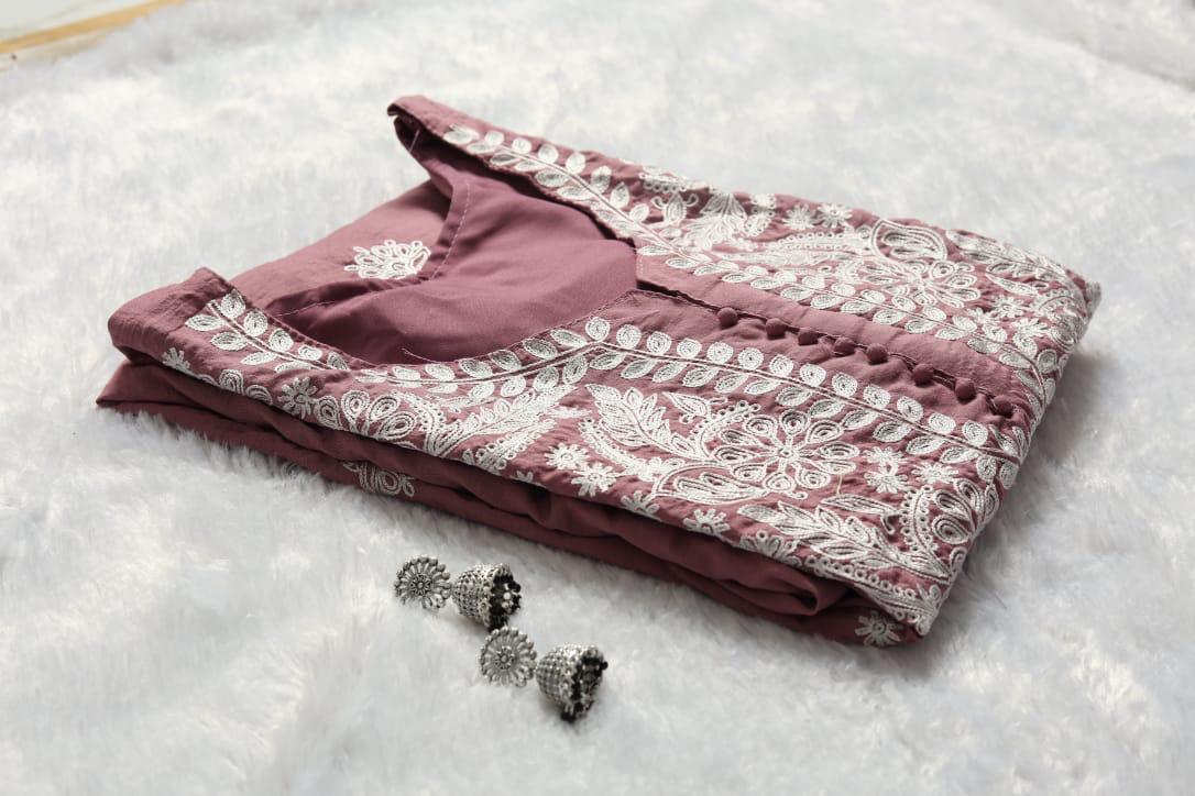 Unique Cotton Chikankari Work Top Pent Set For Women