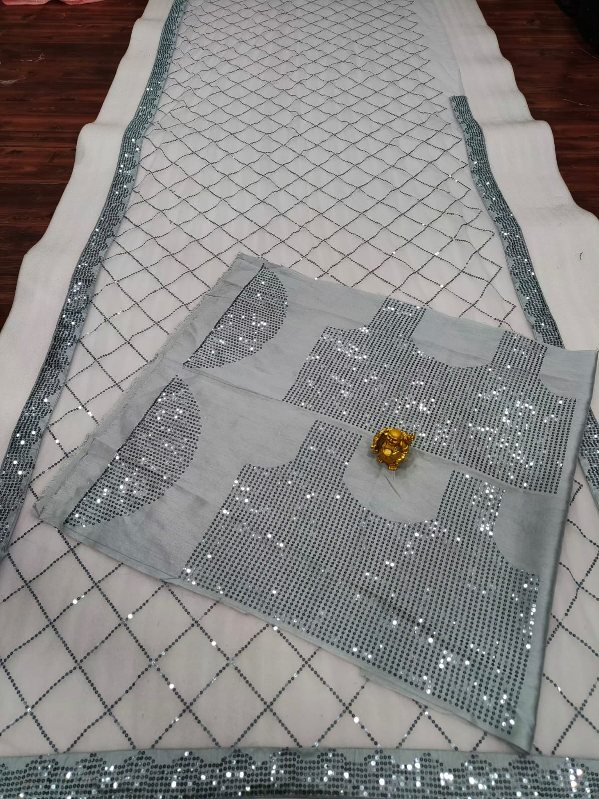Stunning Heavy Sequin Work Saree with Mono Silk Blouse