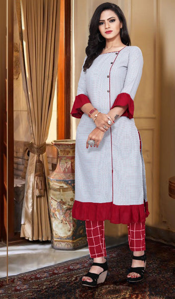 Designer Cotton Long Kurti For Girls