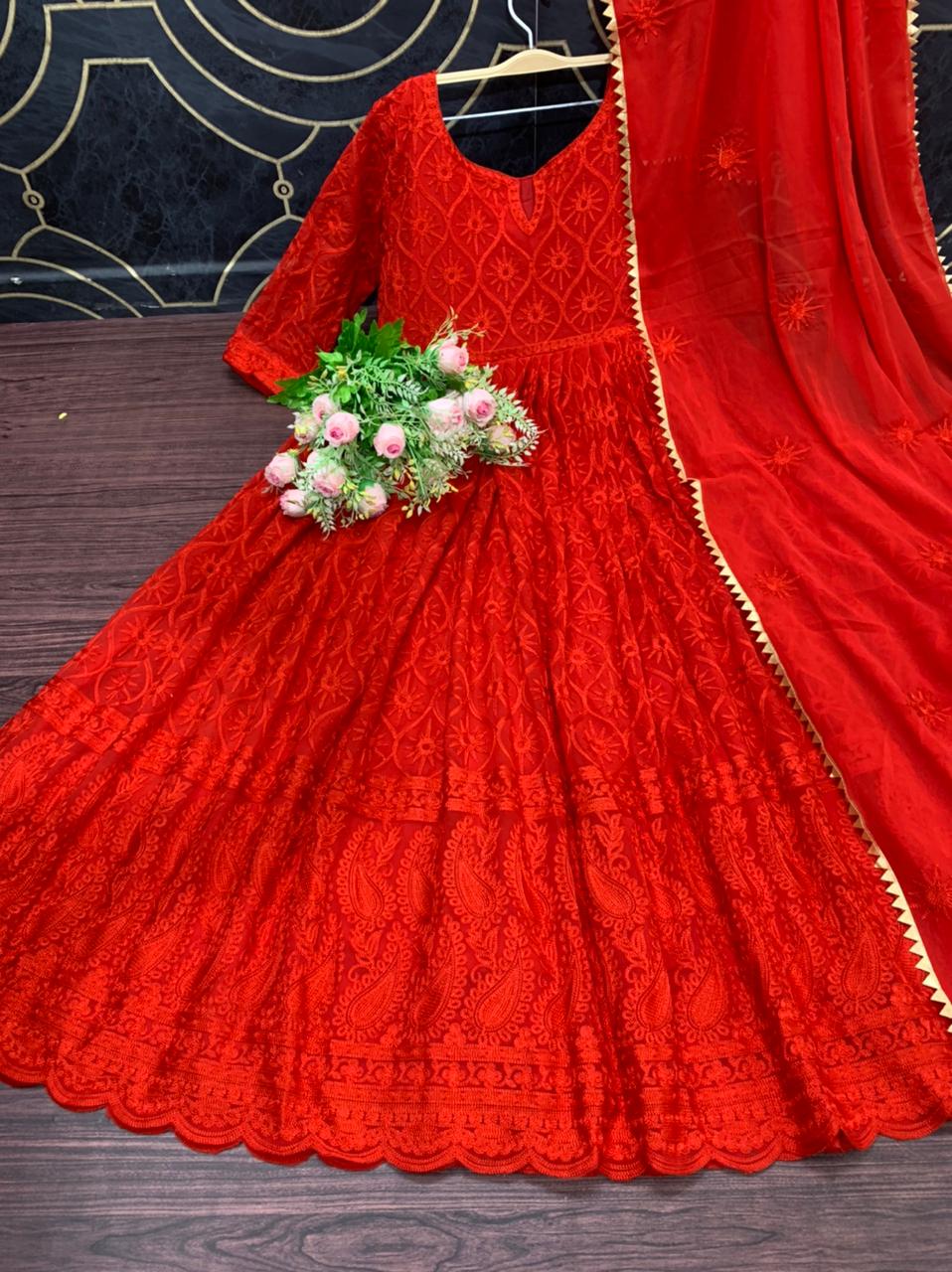 Latest Embroidered Designer Long Gown For Women