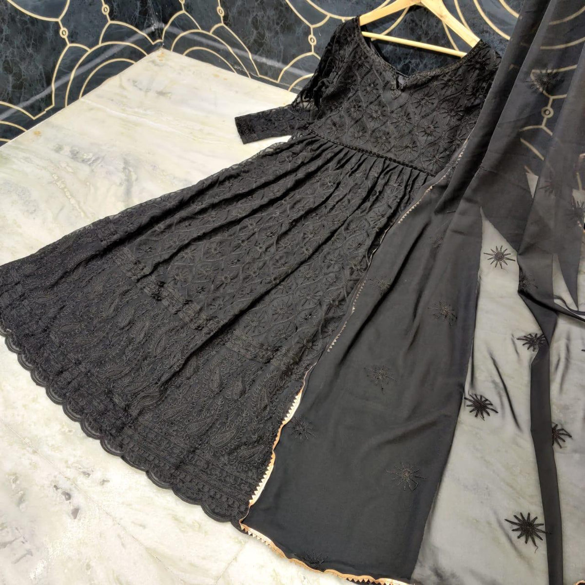 Latest Embroidered Designer Long Gown For Women