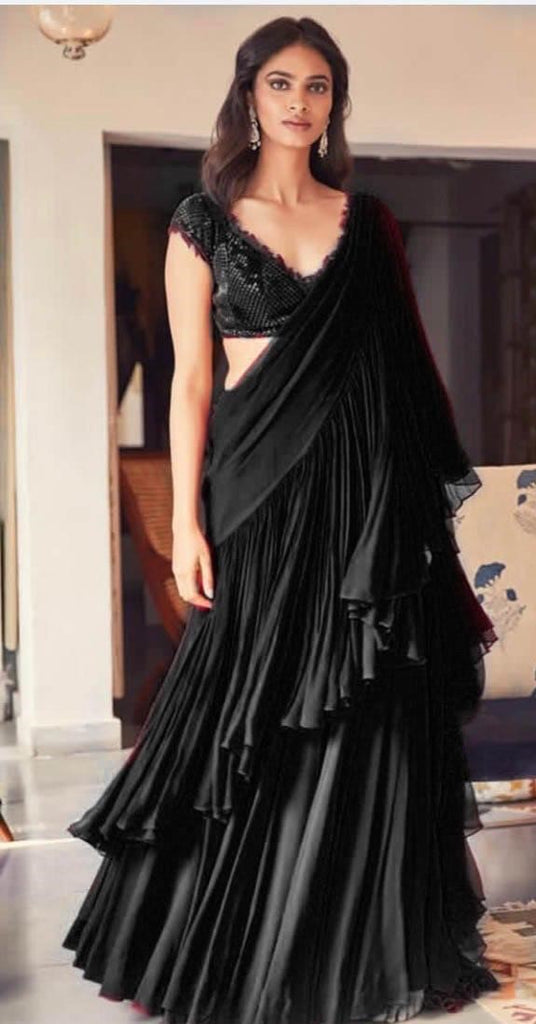 Saree Style Georgette Gown. – www.soosi.co.in
