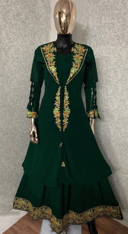 Latest Designer Long Gown With Embroidered Jacket