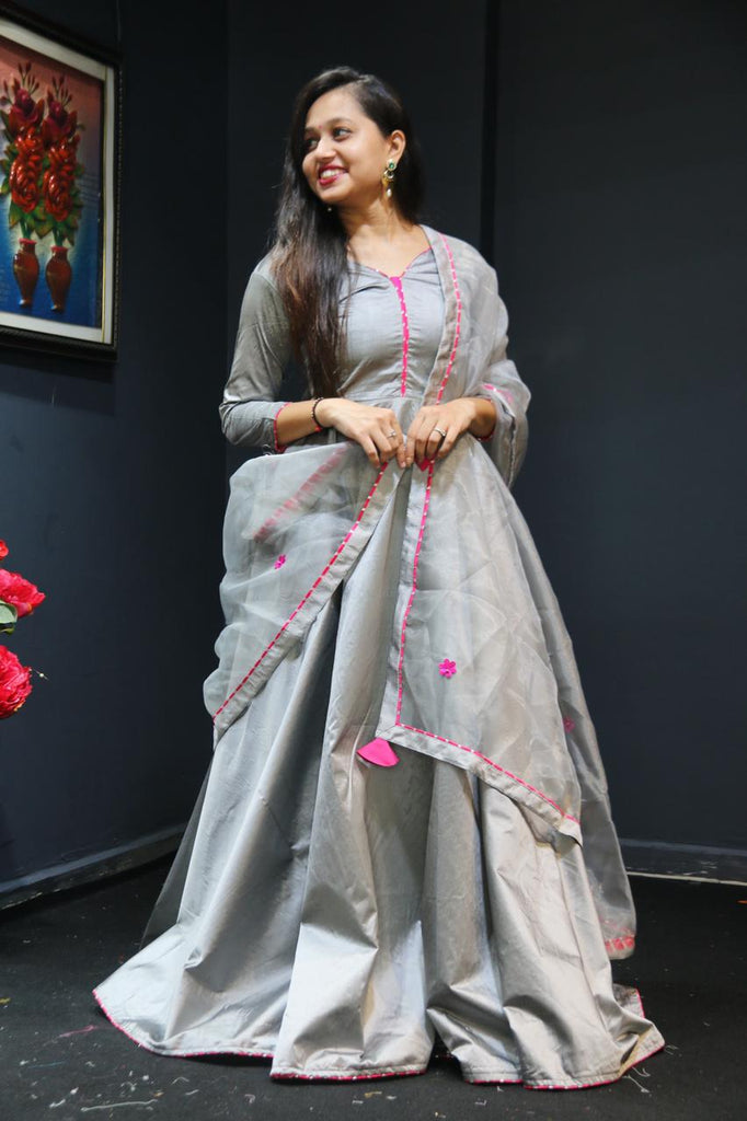 Grey long frock new arrivals