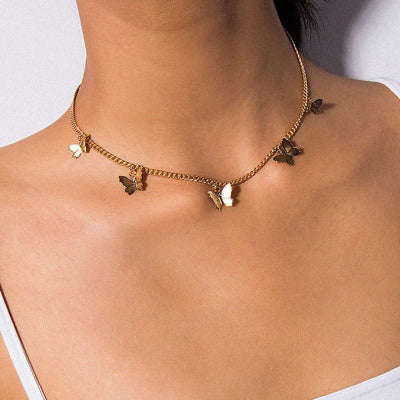 Butterfly Pendant Choker Necklace